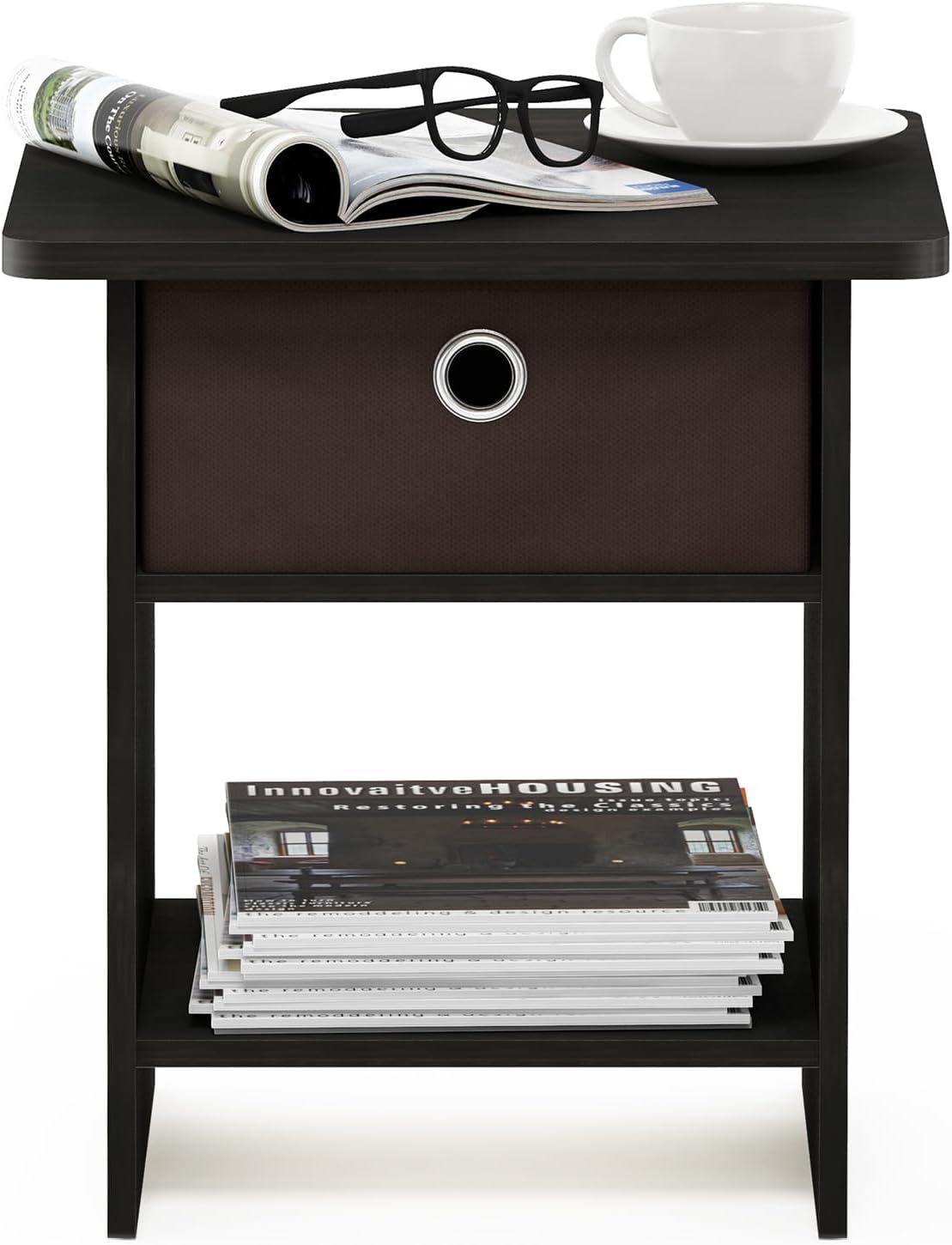 DARIO Square Side Table, End Table, Espresso