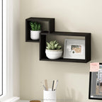 Rossi Interweave Wall Mount Floating Decorative Shelf, Set of 2, Espresso