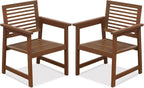 TIOMAN Patio Chair, Set of Two, Outdoor Lawn Chair, Armchair Without Cushion, for Patio, Garden, Porch, Light Wood