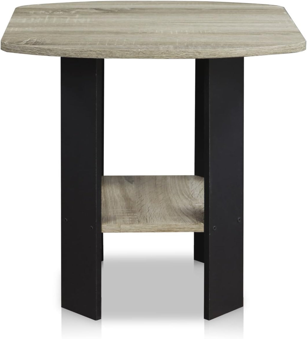 SIMPLE DESIGN Set of 2 Side Table, 2-Tier End Table, French Oak