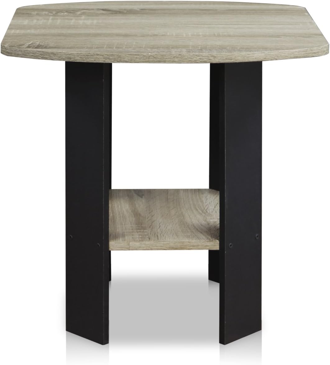 SIMPLE DESIGN Set of 2 Side Table, 2-Tier End Table, French Oak