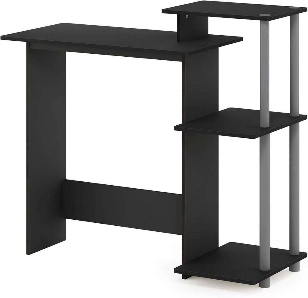 Efficient 29-Inch Black Computer Desk with Side Shelves, Gaming Desk with 3 Open Shelves, Home Office Desk, for Home Office, Study Room, Dorm, Bedroom, Solid Black