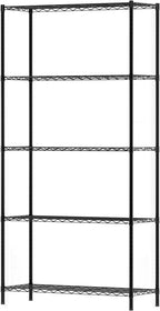 Wayar Metal Storage Shelf Rack, 5 Tiers, 36-Inch, Black