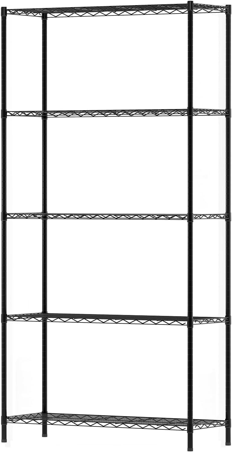 Wayar Metal Storage Shelf Rack, 5 Tiers, 36-Inch, Black