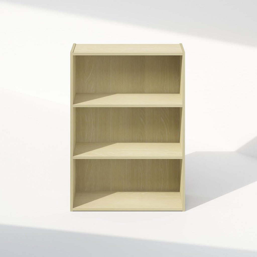 Simple Book Shelf, 3-Tier Bookshelf, Storage Shelves Bookcase, 9.7 x 23.7 x 31.5, for Living Room, Bedroom, Home Office, Steam Beech
