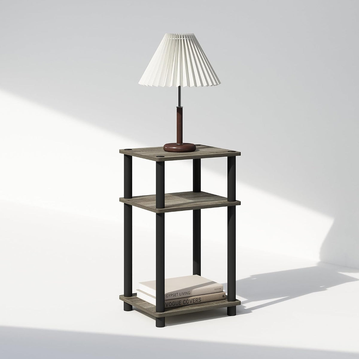 JUST Toolless 3-Tier Night Stand, Open Storage, French Oak