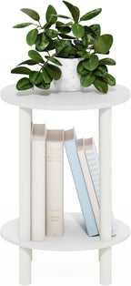 TURN-N-TUBE Toolless 2-Tier Round Side Table, White