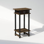 Turn-N-Tube Tall Nightstand with Bin, 1-Pack, Plastic Poles, Columbia Walnut/Black/Dark Brown