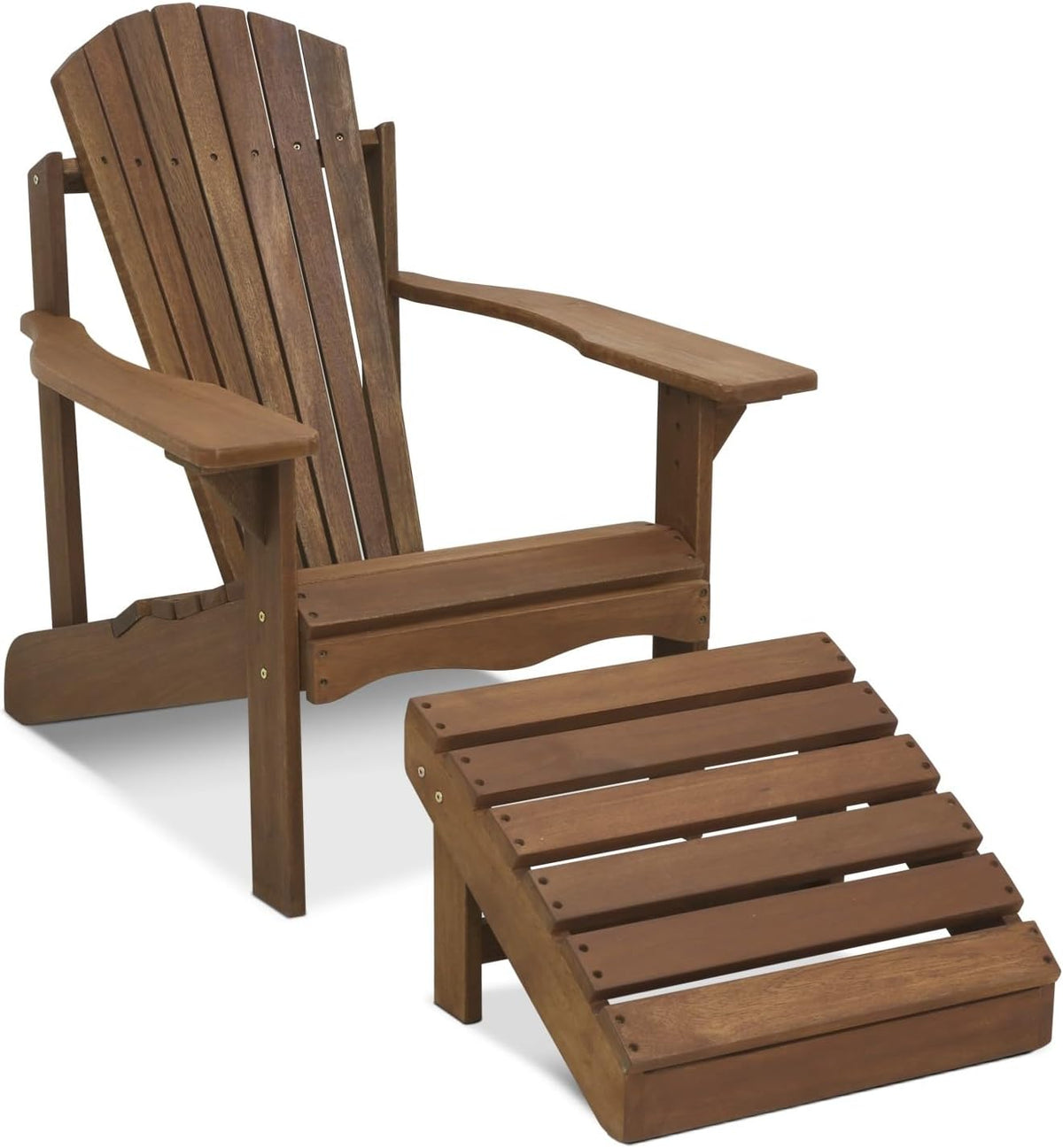 Outdoor Footstool, Adirondack Foot Stool, Vanity Stool, in Teak Oil, for Patio, Garden, Porch, Natural