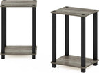 Simplistic Set of 2 Toolless 2-Tier Side Tables, French Oak