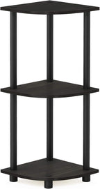 TURN-N-TUBE Corner Shelf, 3-Tier Corner Bookshelf, Display Storage Shelves with Open Shelves, for Organization and Storage, Living Room, Home Office, Garage, Espresso
