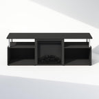 Jensen Fireplace TV Stand, NO Heat Decorative Electric Fireplace TV Stand for TV up to 70 Inch, with Open Storage, for Living Room, Americano/Stainless Steel