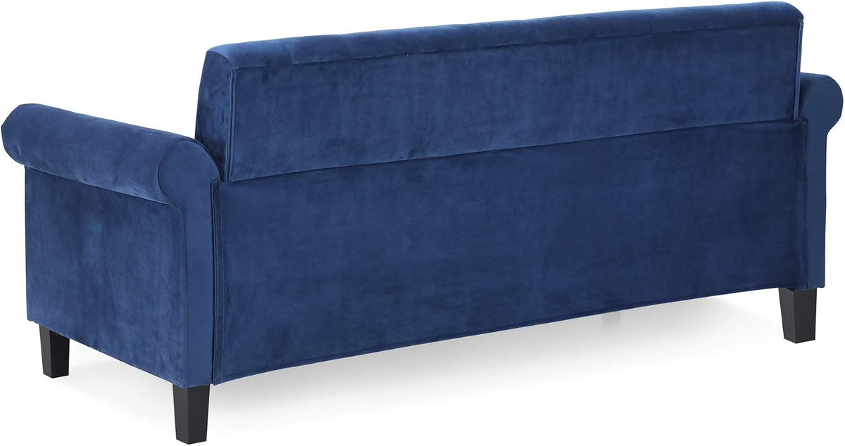 Bastia 3-Seater Loveseat Sofa, 79" Wide, Navy Velvet