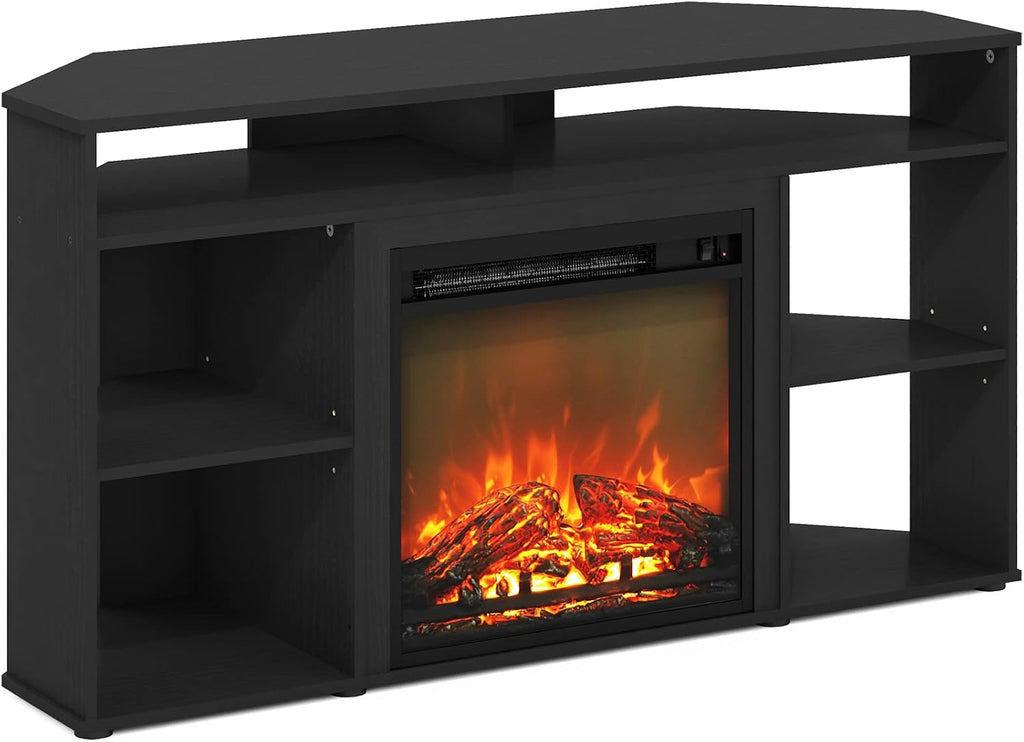 Jensen Corner TV Stand with Fireplace for TV up to 55 Inches, Americano