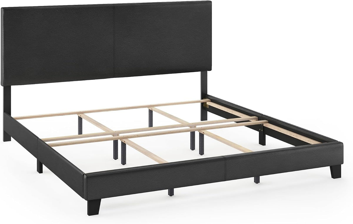 Pessac PU Leather Upholstered Platform, King, Black