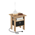 Andrey Side Table, Charging Station End Table, Light Marble/Ivory