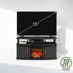 Jensen Fireplace TV Stand, NO Heat Decorative Electric Fireplace Corner TV Stand for TV up to 55 Inch, with Doors Storage Cabinet, for Living Room, Americano/Black