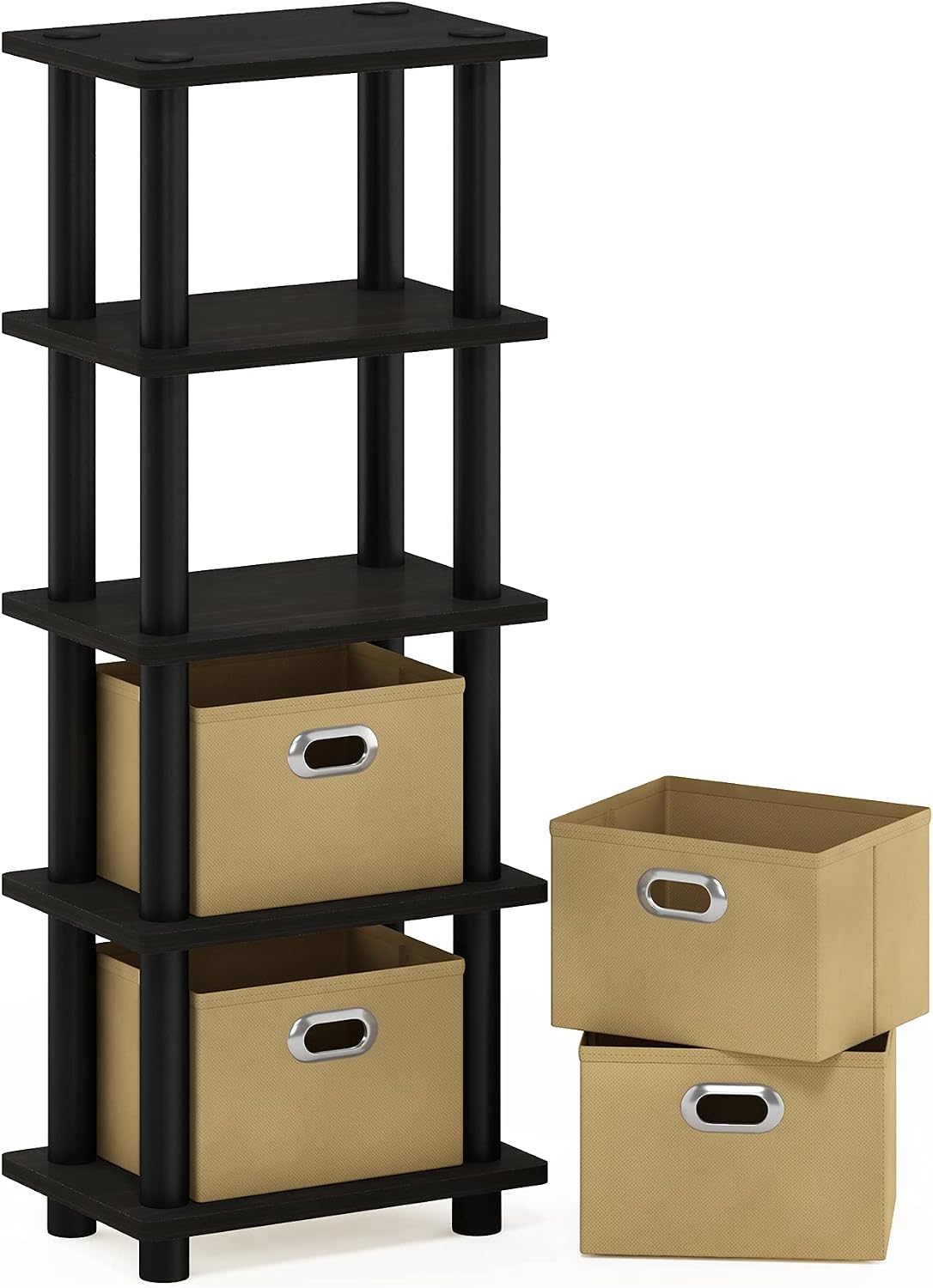 Turn-N-Tube Toolless 4-Tier Storage Shelves, Espresso