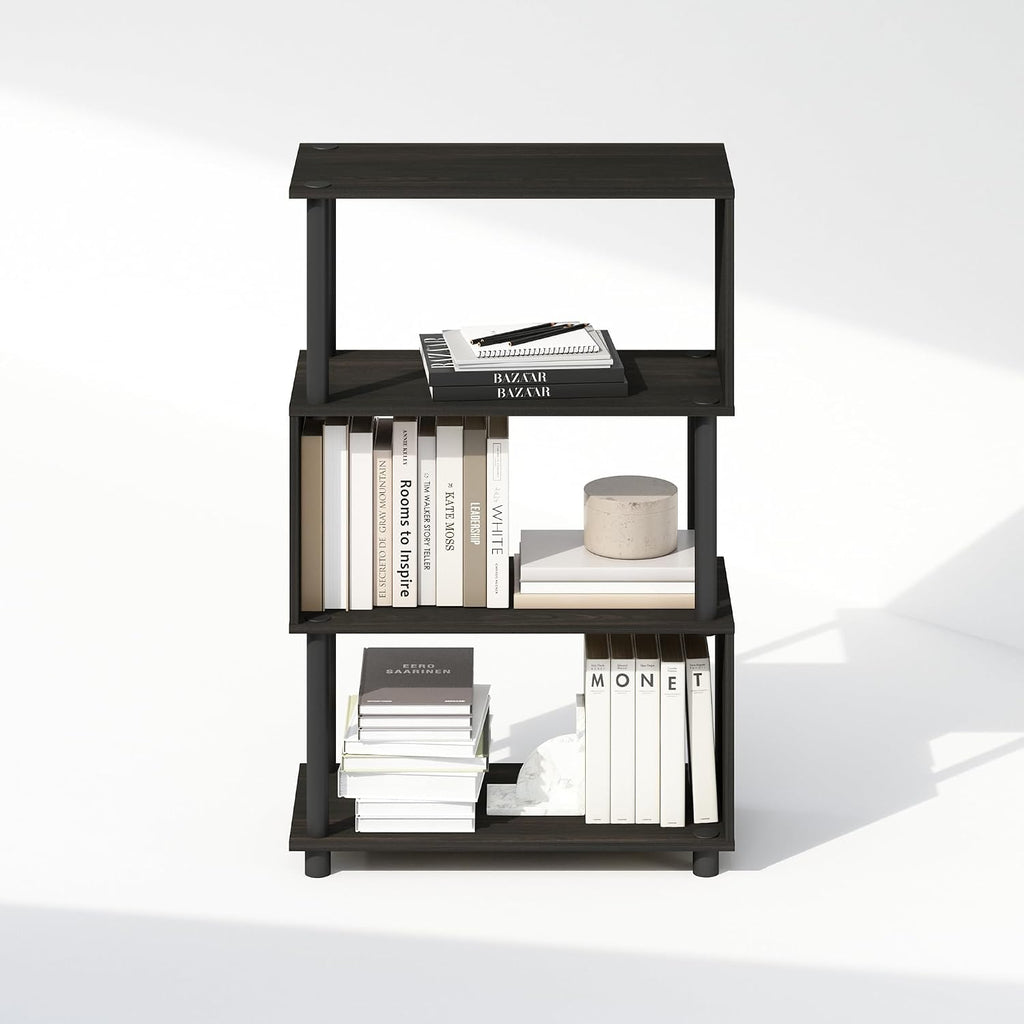 Reed 4-Tier Geometric Book Shelf with Open Shelf, Espresso