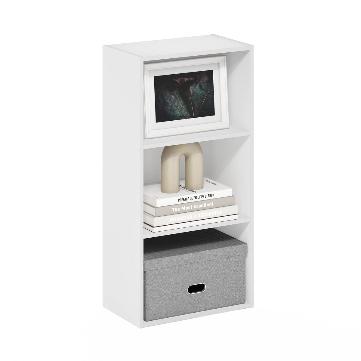 4-Tier Book Shelf, Open Shelves Bookshelf, Light Blue/White