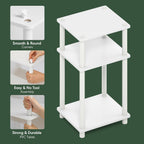 JUST Set of 2 Toolless Assembly 3-Tier Side Table, Plain White
