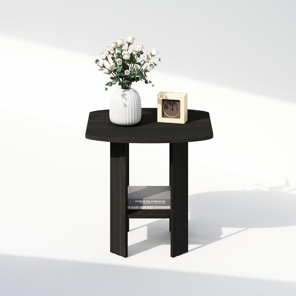 TIDUR 2-Tier Open Shelf Design Night Stand, Espresso