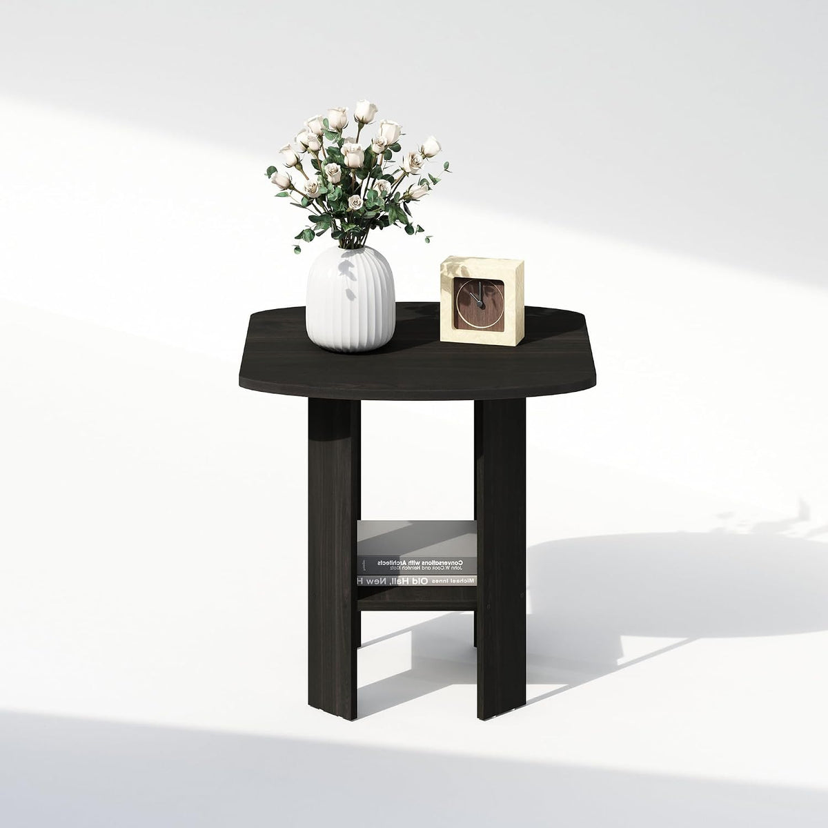TIDUR 2-Tier Open Shelf Design Night Stand, Espresso