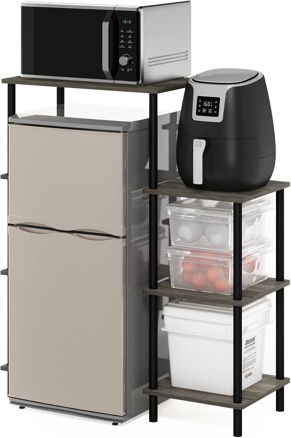 Turn-N-Tube Toolless 4-Tier Coffee Bar, French Oak Grey