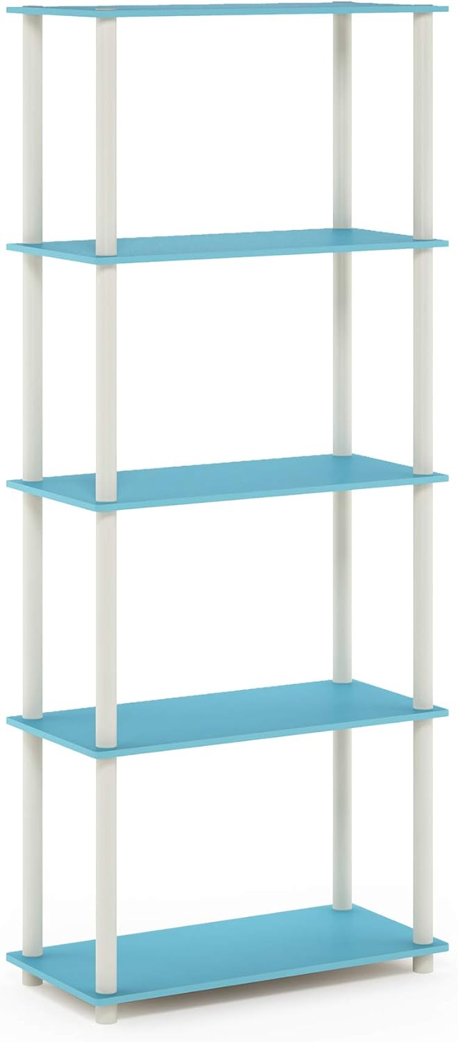 Turn-N-Tube Toolless Assembly 5-Tier Closet Shelf, Light Blue