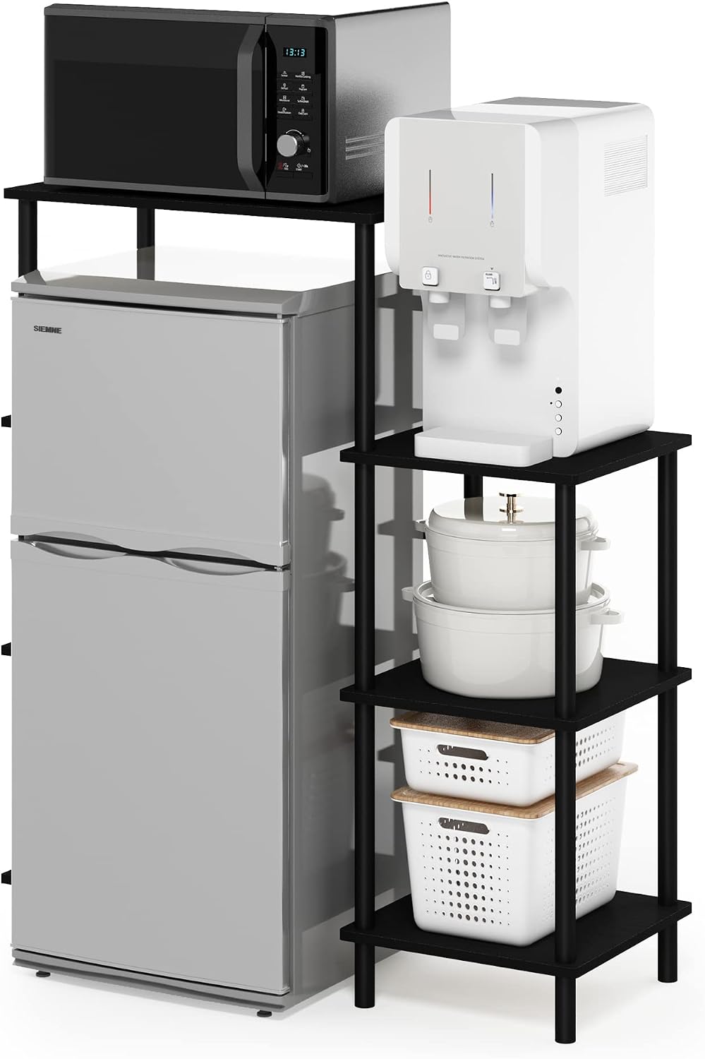 Turn-N-Tube Toolless 4-Tier Coffee Bar, Bakers Rack, Americano