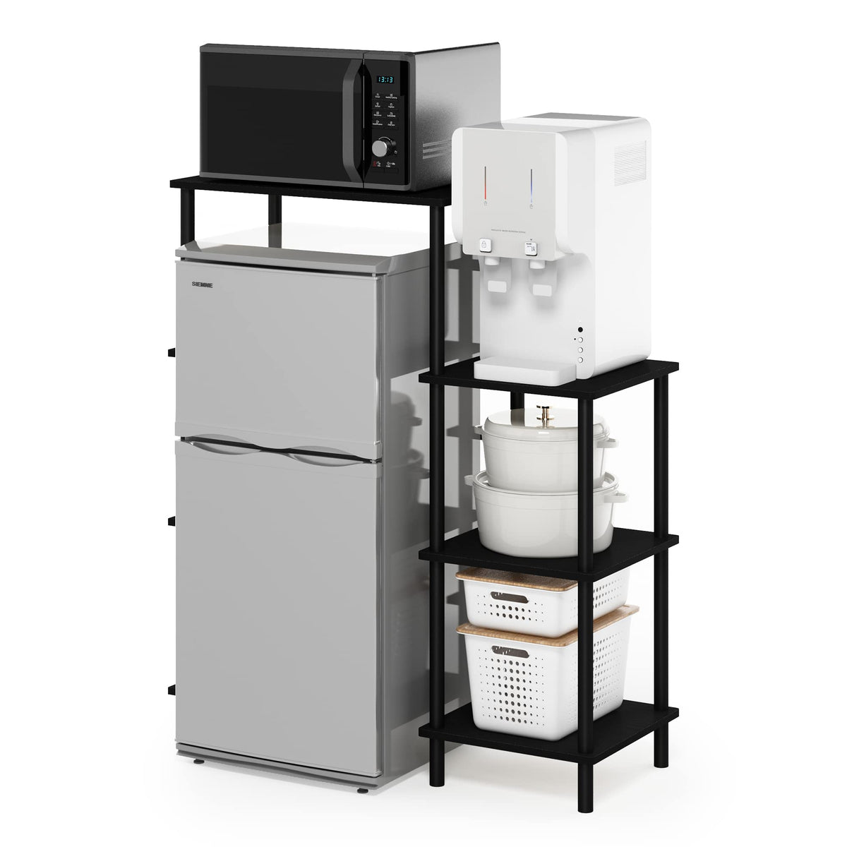 Turn-N-Tube Toolless 4-Tier Coffee Bar, Bakers Rack, Americano