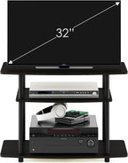 Turn-N-Tube No Tools 3-Tier Entertainment Center TV Stand for TV up to 32 Inch, Plastic Round Tubes, Espresso/black