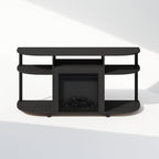 Jensen Fireplace TV Stand, NO Heat Decorative Electric Fireplace TV Stand for TV up to 55 Inch, with Curved Open Storage, for Living Room, Americano