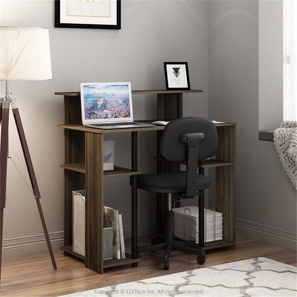 JAYA Simple Design Computer Writing Desk, Columbia Walnut/Black