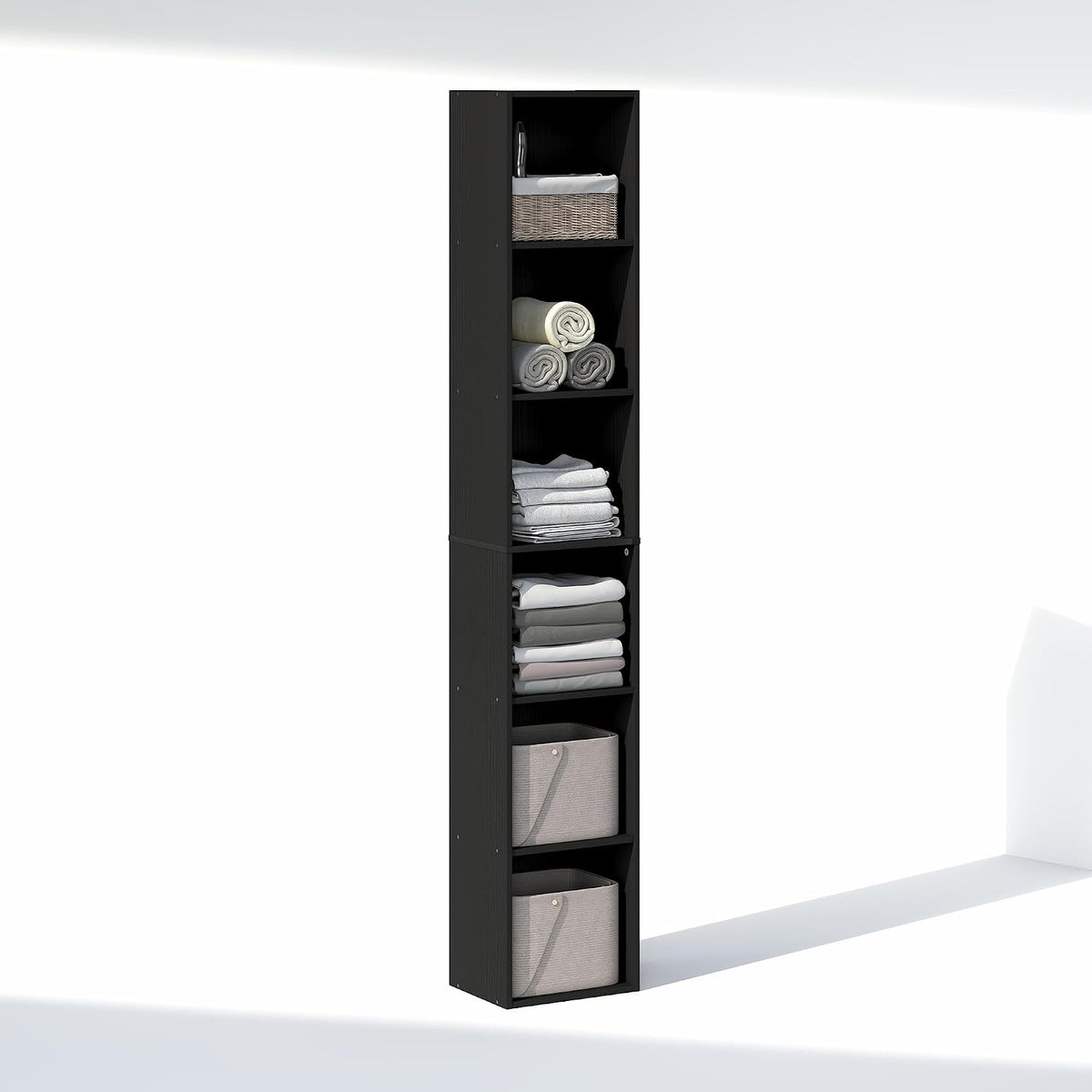 Cubicle 6-Tier Closet Organizers and Storage, Closet Organizer, Open Shelf Closet Storage, 21.1" W, for Wardrobe, Bedroom, Living Room, Blackwood