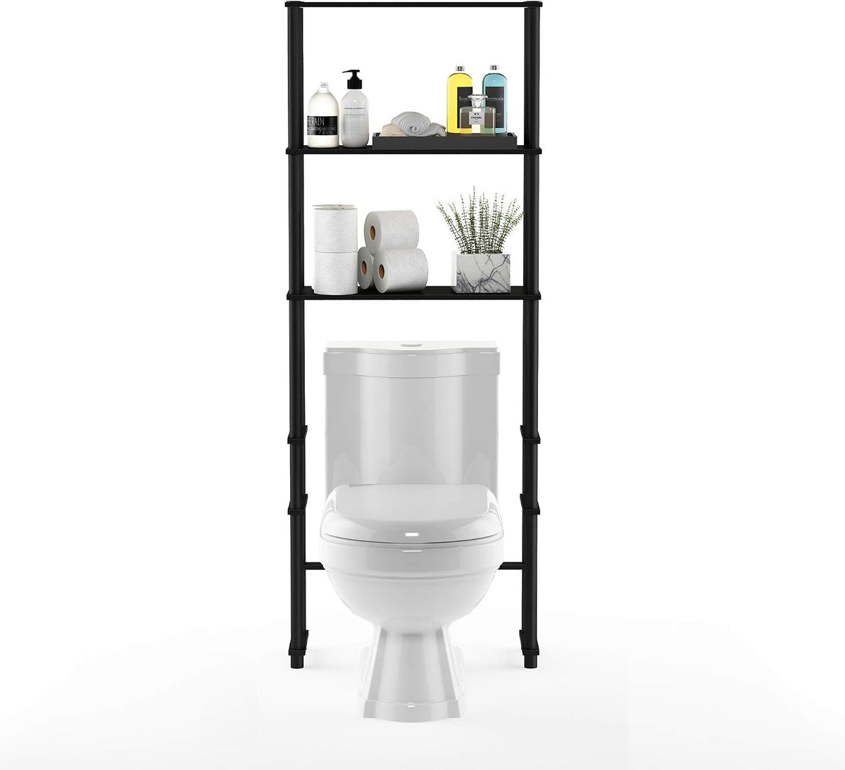 Turn-N-Tube Over The Toilet Storage, 5 Shelves Bathroom Organizer Space Saver Rack, Espresso/Black