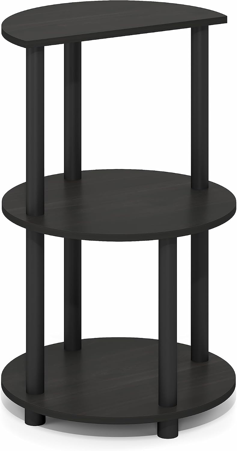 Turn-N-Tube Side Table, 3-Tier Round End Table, Black Espresso