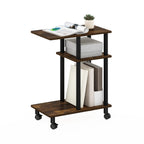 CAMNUS C-Shape Metal Frame Side Table, French Oak Grey