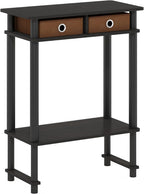 Turn-N-Tube Tall-Wide Hallway Console Table with Bin, Espresso/Brown