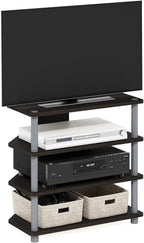 Turn-N-Tube Easy Assembly 4-Tier Petite Entertainment Center / TV Stand / TV Unit / TV Desk, Espresso/Grey