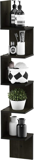Rossi 5-Tier Corner Square Floating Shelves for Wall, Espresso