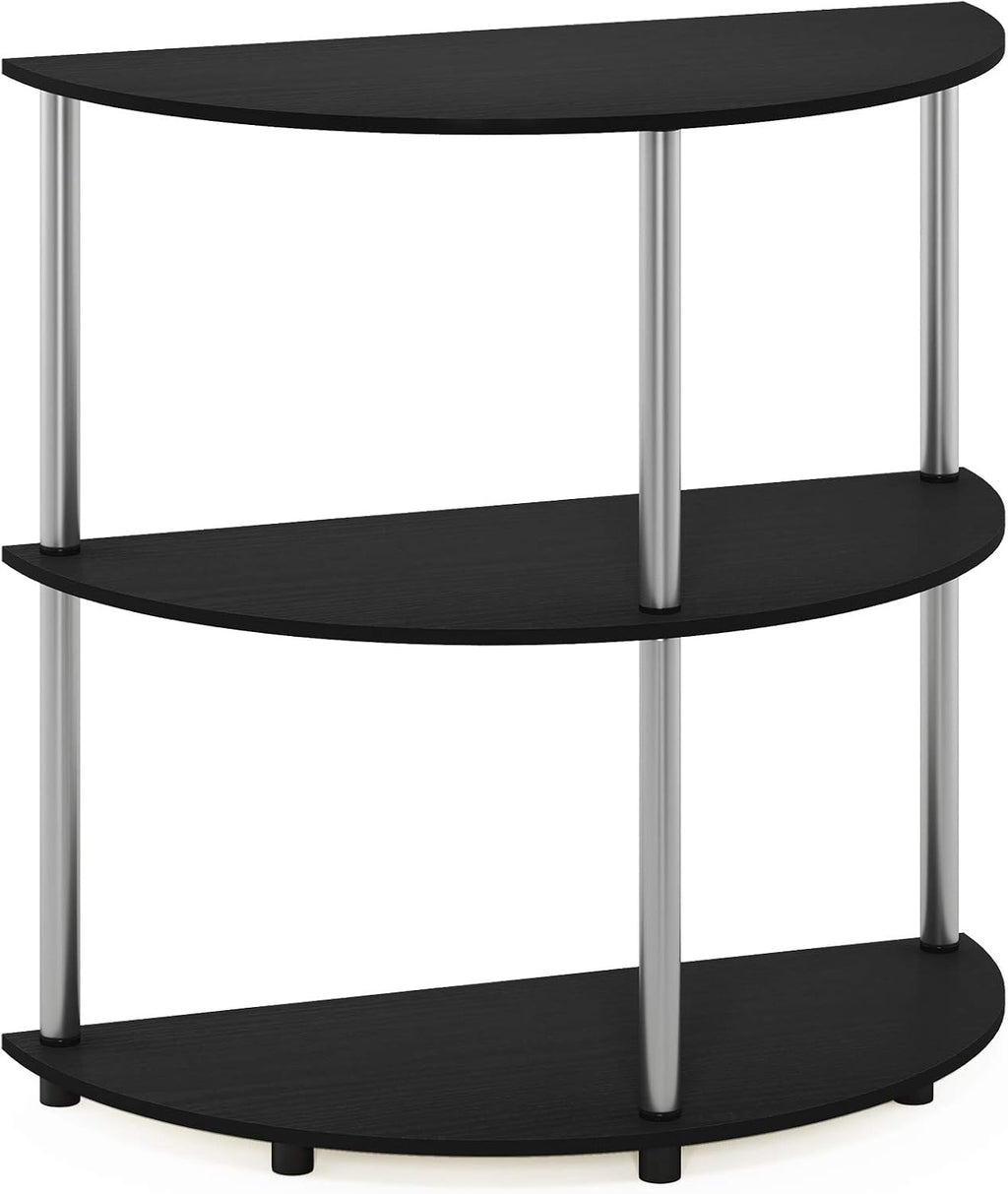 Frans Turn-N Half Round Console Table with Stainless Steel Tubes, Black Oak 15.6D x 31.1W x 30.8H in