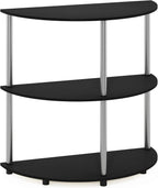 Frans Turn-N Half Round Console Table with Stainless Steel Tubes, Black Oak 15.6D x 31.1W x 30.8H in