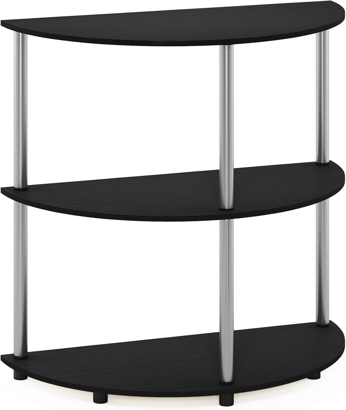 Frans Turn-N Half Round Console Table with Stainless Steel Tubes, Black Oak 15.6D x 31.1W x 30.8H in