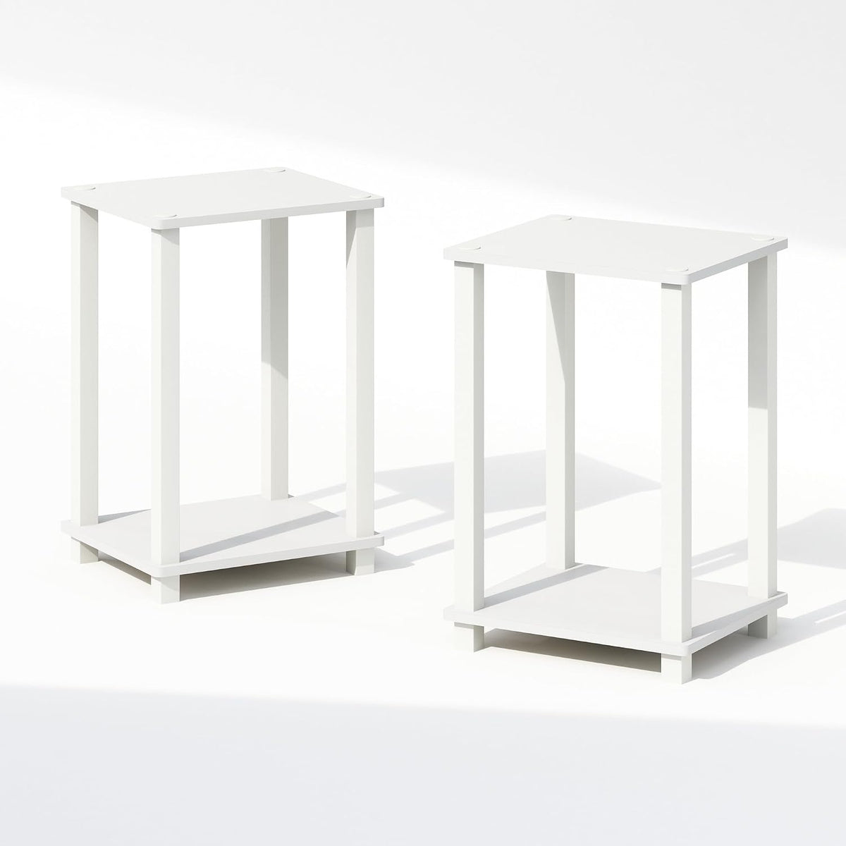 Simplistic Set of 2 Toolless 2-Tier Night Stand, White