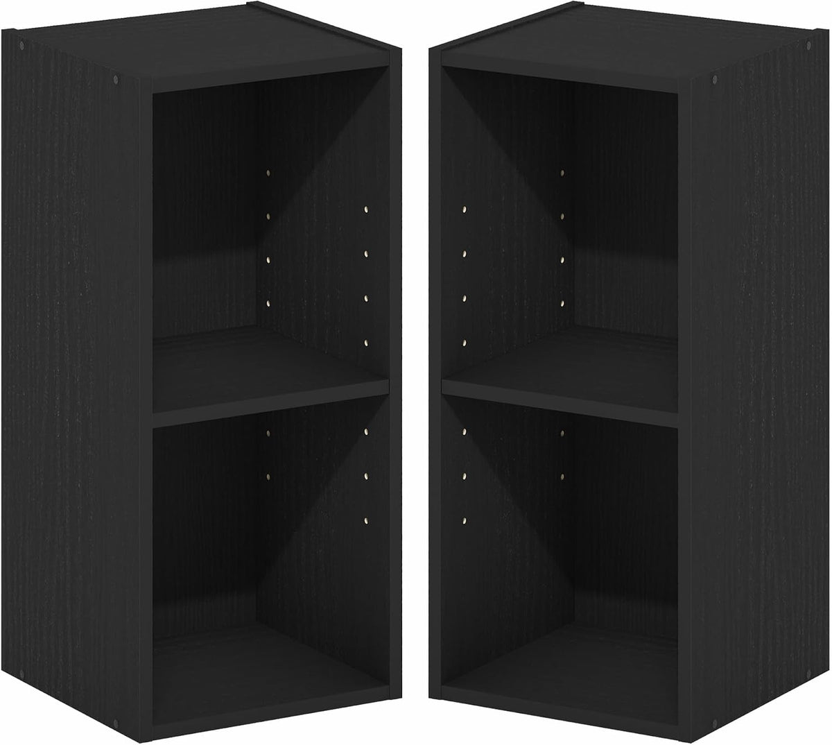 Fulda Book Shelf Set of 2, 2-Tier Narrow Bookshelf, Blackwood
