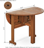 TIOMAN Outdoor Round Foldable Patio Table, Natural