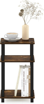 JUST Toolless 3-Tier Side Table, Open Shelf End Table, Amber Pine