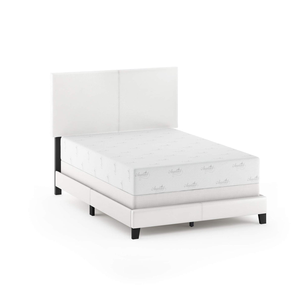 PESSAC PU Leather Upholstery Bed Frame, Cal King Size, White