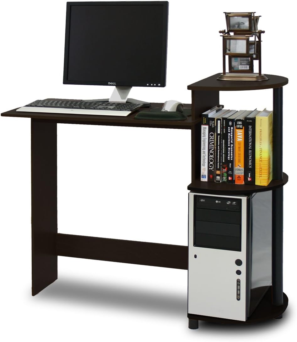 Compact Desk, 28.5" Wide Gaming Desk with Shelves, Computer Desk with Book Shelf, Office Desk for Home Office, Study Room, Dorm, Bedroom, Espresso